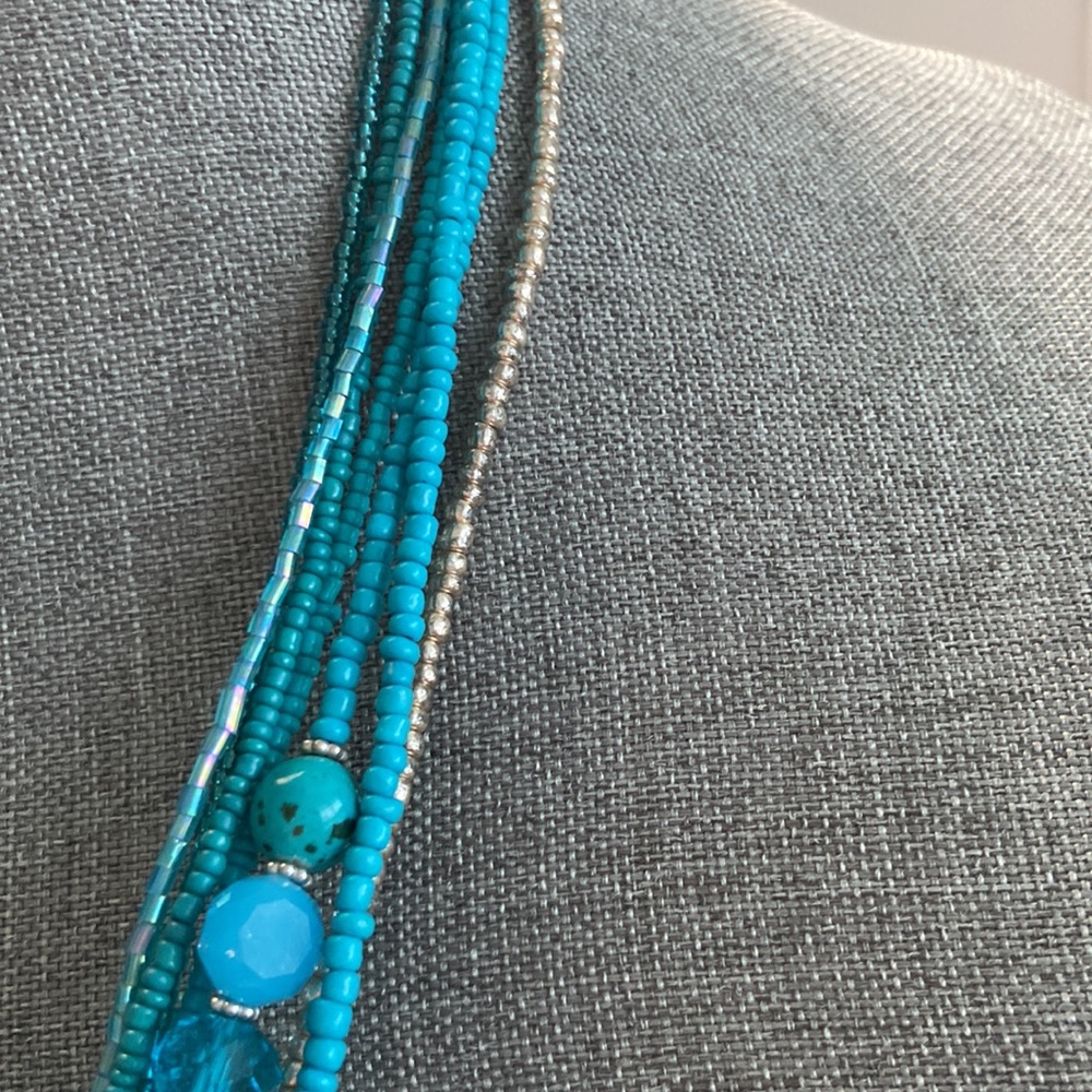 Mixit turquoise bead knot necklace and earring set - Picture 4 of 5